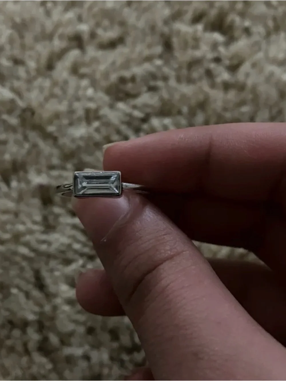 Antique Vintage ‘Clear View' Silver White Ring, Size 7